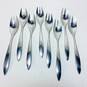 Lot of 8 Oxford Hall LIBRA Stainless Steel Salad Forks Flatware Japan MCM Silver